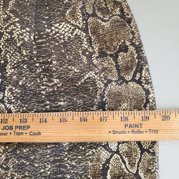 Metallic Bronze Reptile Print Mini Pencil Skirt 8 Modern Cocktail Holiday NYE - Picture 8 of 11